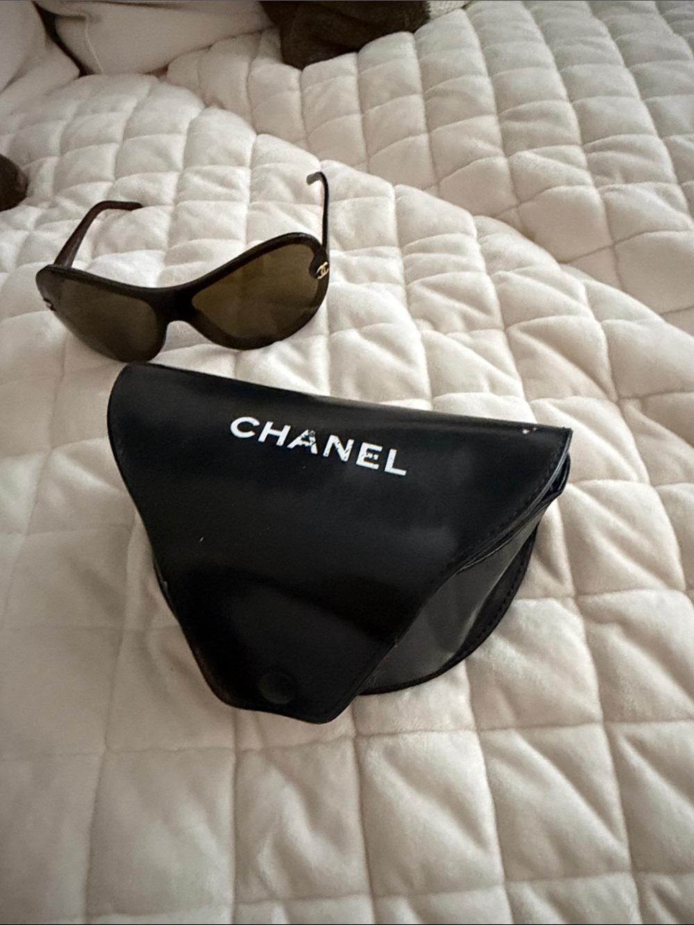 CHANEL Oversized Shield Sunglasses in Dark Brown and Olive - Picture 9 of 13
